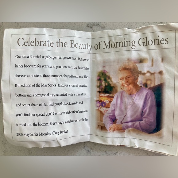 LONGABERGER Basket Morning Glory Handwoven 2000 May Series Fabric Liner Plastic - Picture 15 of 16